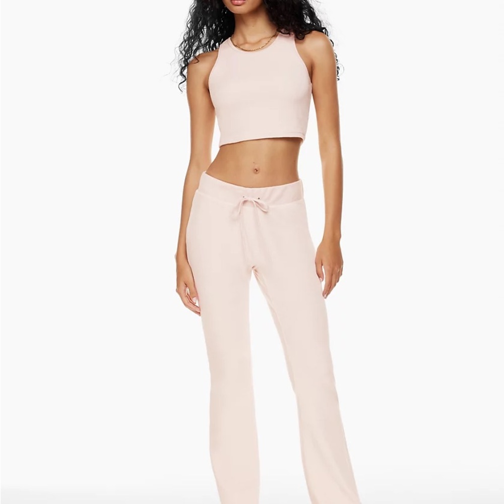 Sunday Best Velour Flare Track Pants - Light Pink (Size XS)